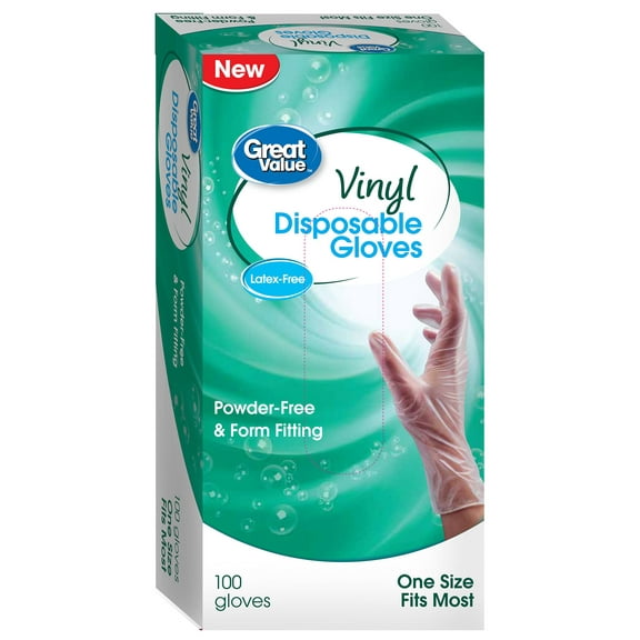 Great Value Disposable Vinyl Gloves, 100 Count