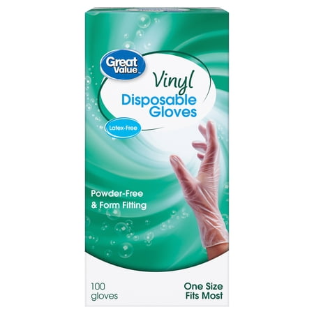 Great Value Disposable Vinyl Gloves, 100 Count