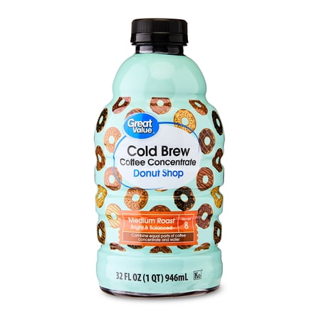 Great Value Donut Shop Cold Brew Coffee Concentrate, 32 fl oz