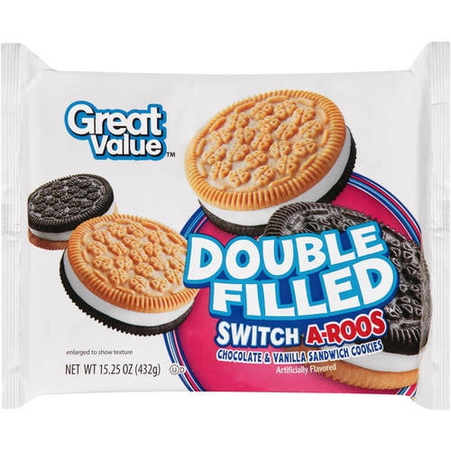 Great Value Double Filled Chocolate & Vanilla Sandwich Cookies, 15.25oz