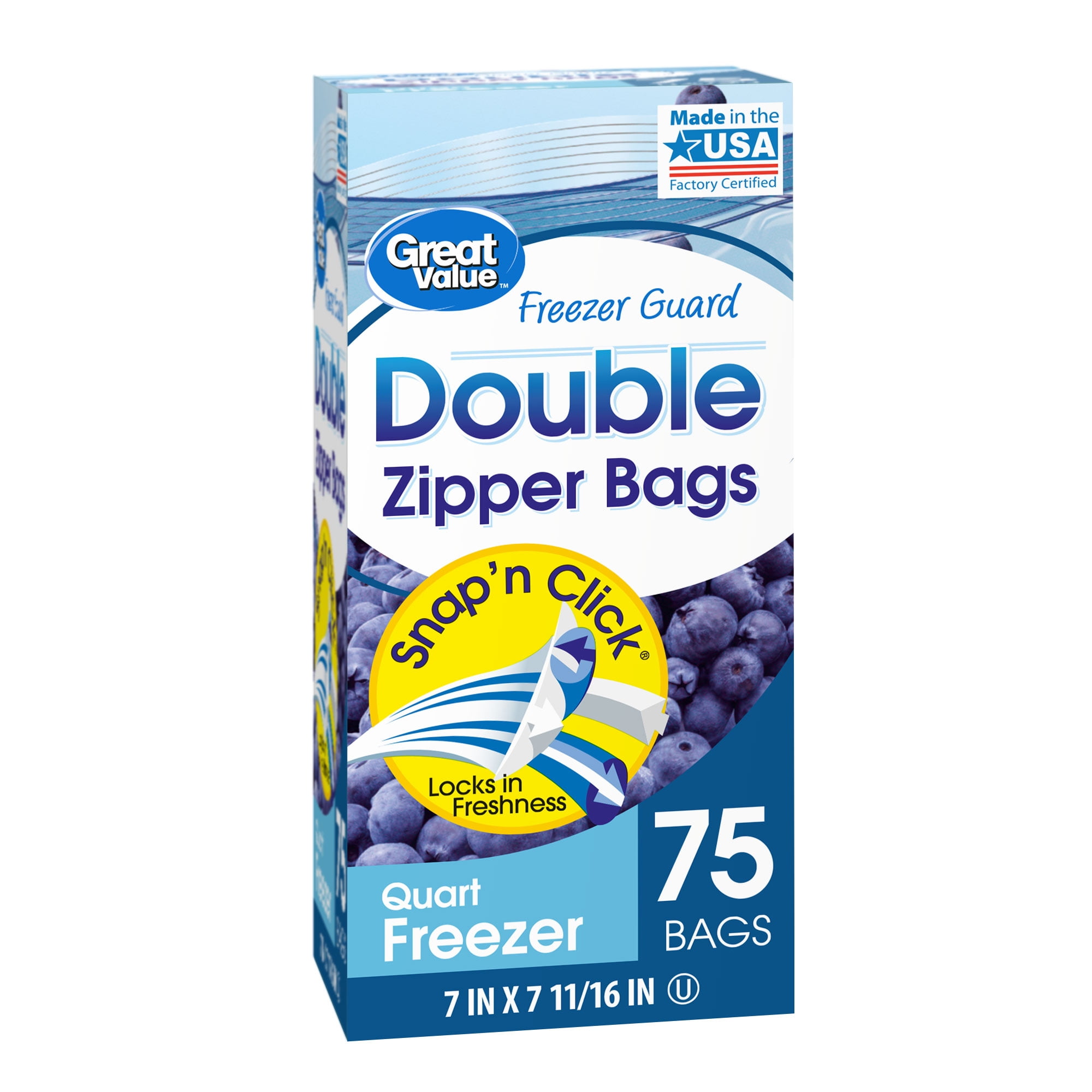 Simply Done Big Pack Double Zipper Quart Freezer Bags