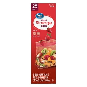 Great Value Fresh Seal Quart Storage Bags, 25 Count