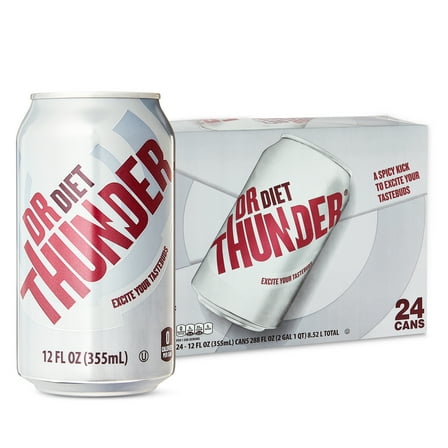 Great Value Dr Thunder Diet Calorie Free Cola Soda Pop, 12 fl oz, 24 Pack Cans