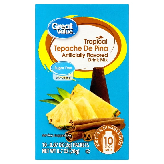 Great Value Drink Mix, Tropical Tepache De Pina, 0.7 oz, 10 Count