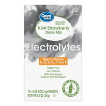 Great Value Electrolyte Vitamin Enhanced Strawberry Kiwi Drink Mix, 0.08 oz, 10 Count