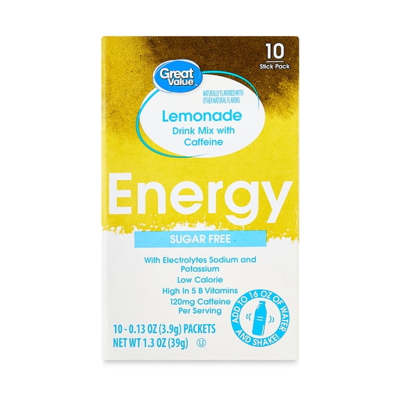 Great Value Energy Lemonade Liquid Drink Mix, 0.13 oz, 10 Count