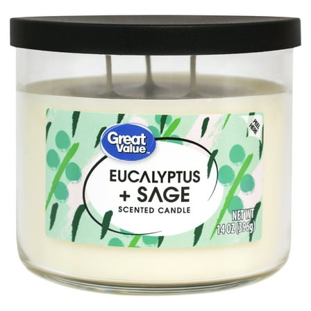 Great Value Eucalyptus & Sage Candle, 14 oz