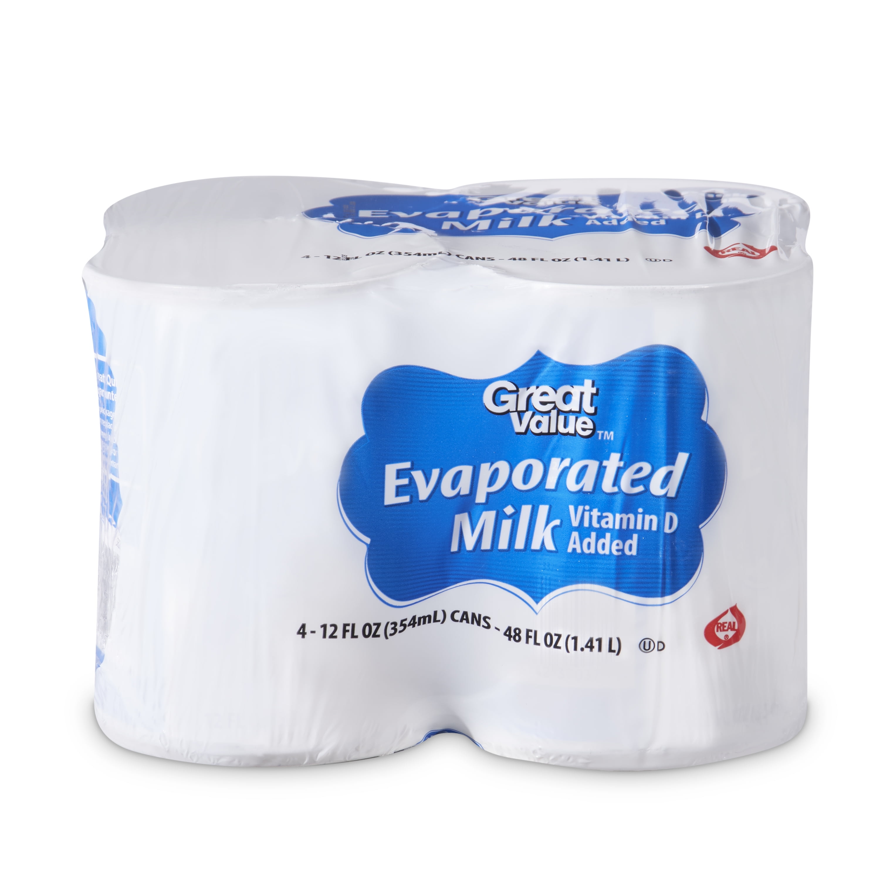 Great Value Evaporated Milk with Vitamin D, 12 fl oz, 4 Count - Walmart.com
