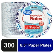 Great Value Everyday Disposable Paper Plates, 8.5", 300 Count