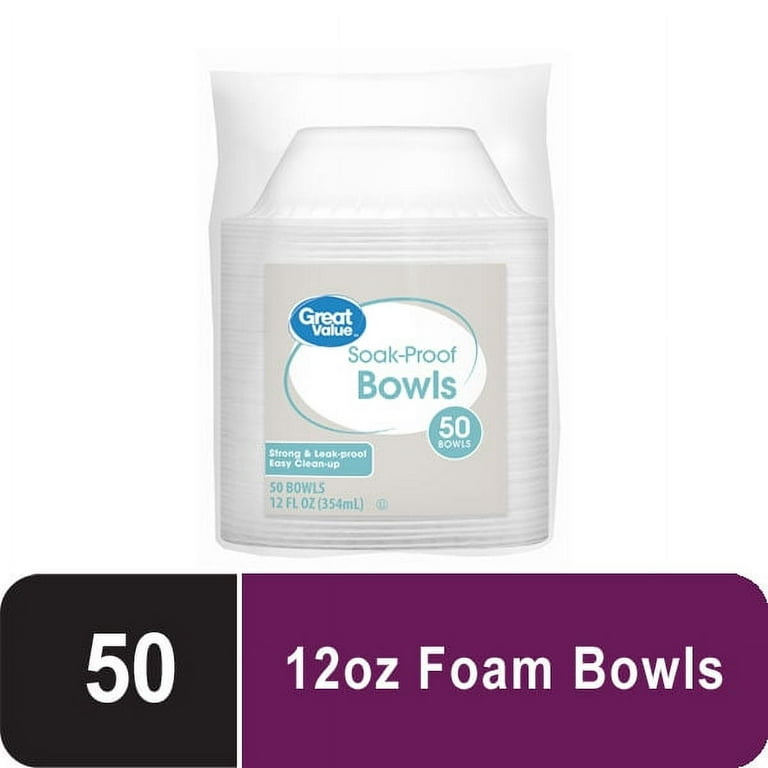 Soak Proof Foam Bowls, 12 oz, 50 Count