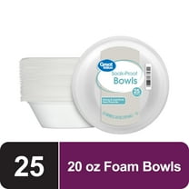 Great Value Everyday Disposable Foam Bowls, 20 oz, 25 Count