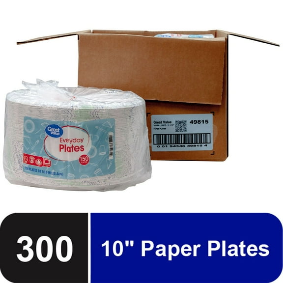 Great Value Everyday Disposable Paper Plate 10", 300 Count