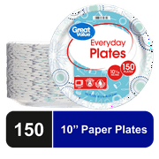 Great Value Everyday Disposable Paper Plates, 10", 150 Count