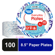 Great Value Everyday Disposable Paper Plates, 8.5", 100 Count