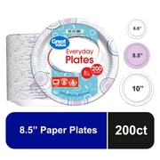 Great Value Disposable Paper Plates, 8.5", 200 Count