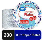 Great Value Everyday Disposable Paper Plates, 8.5", 200 Count