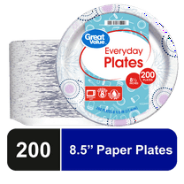 Great Value Everyday Disposable Paper Plates, 8.5", 200 Count
