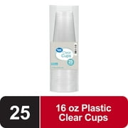 Great Value Everyday Disposable Plastic Cups, Clear, 16 oz, 25 count