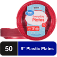 thumbnail image 1 of Great Value Everyday Disposable Plastic Plates, Red, 9", 50 Count, 1 of 6