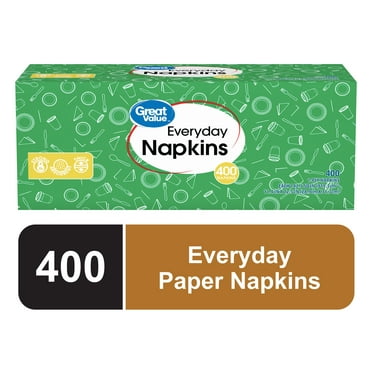 Great Value Everyday Paper Napkins, White, 400 Count, 1-Ply Disposable Napkins