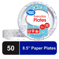 Great Value Everyday Paper Plate, 8.5", White, 50 Count