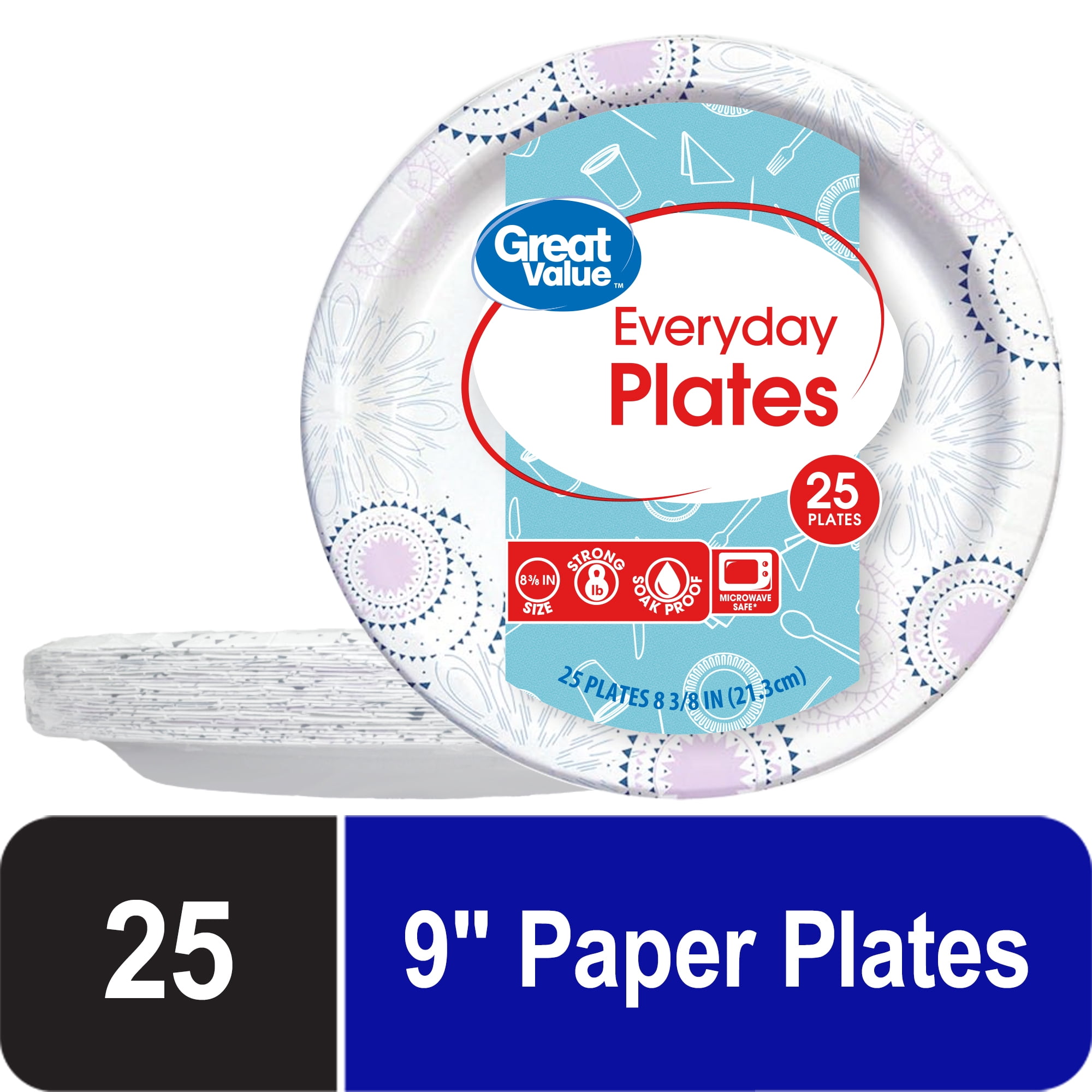 Great Value Everyday Paper Plates, 8.5