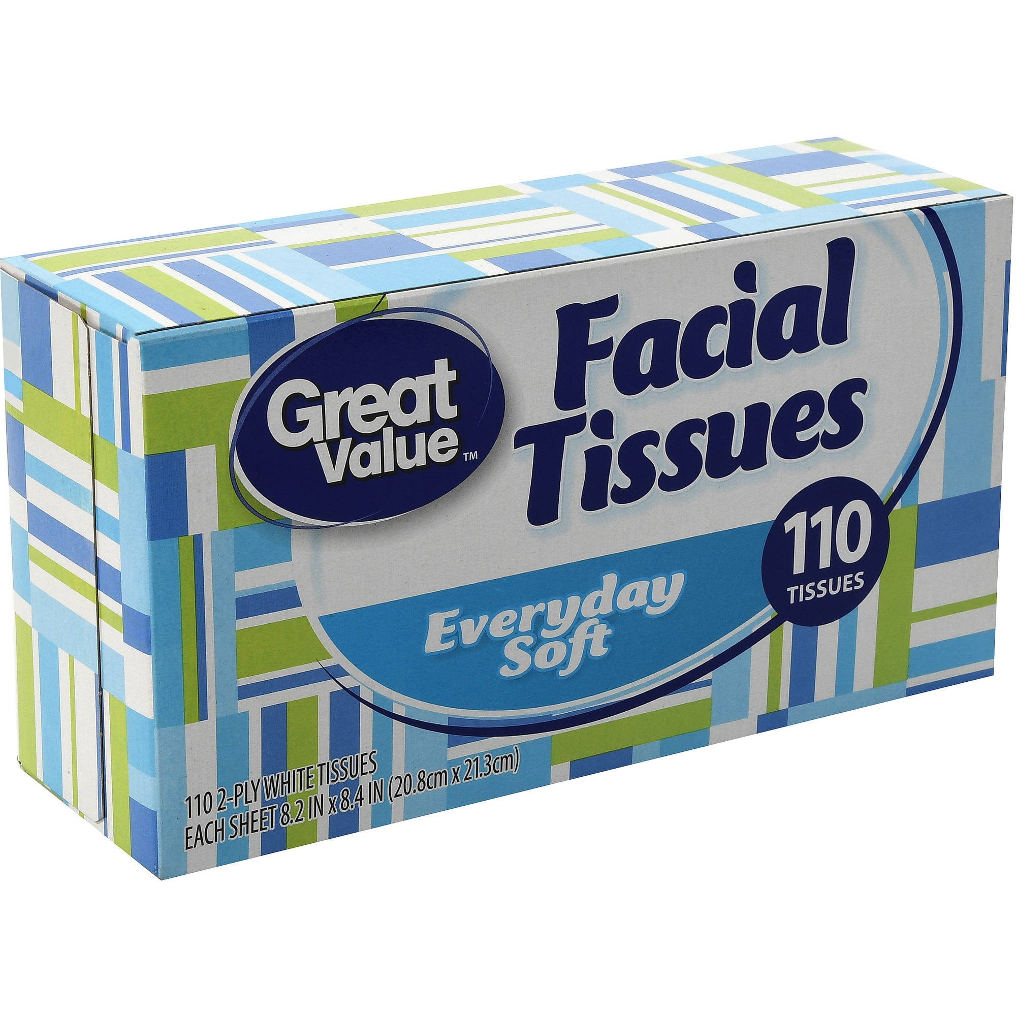 Great Value Everyday Soft Facial Tissues, White, 110 Sheets