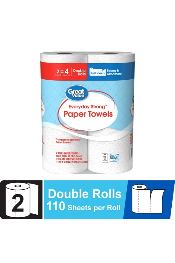 Everyday Strong Paper Towels, 2 Double Rolls