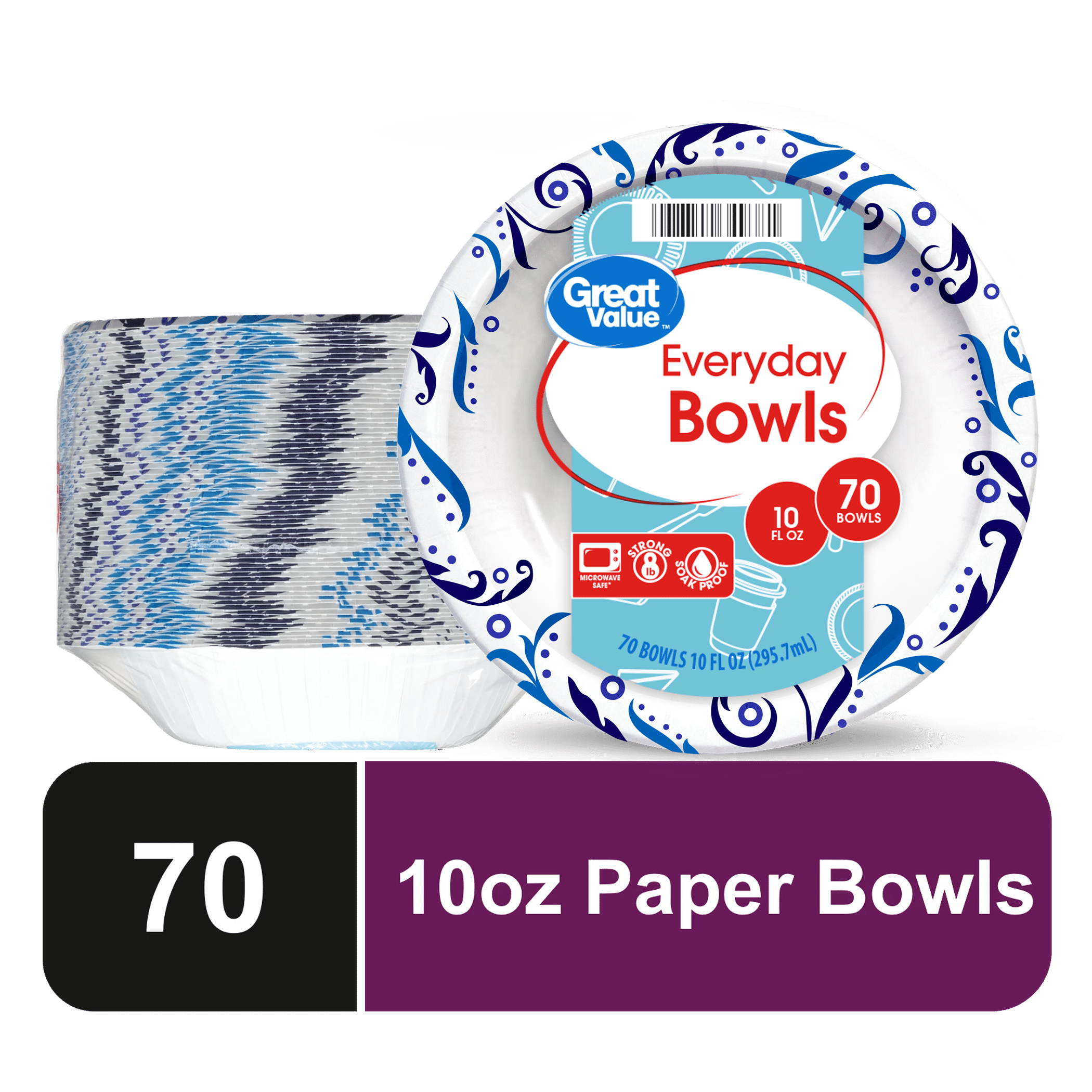 GREAT VALUE GV 10OZ PPR BOWL 70C