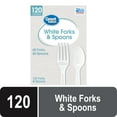 Great Value Everyday White Disposable Plastic Forks & Spoons, White