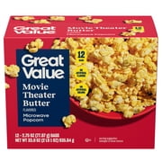 Great Value Extra Butter Flavored Microwave Popcorn, 2.55 oz, 12 Count