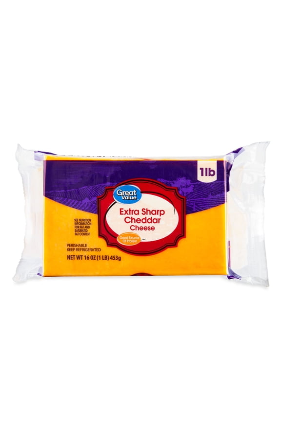 Extra Sharp Cheddar Block Cheese, 16 oz Chunk