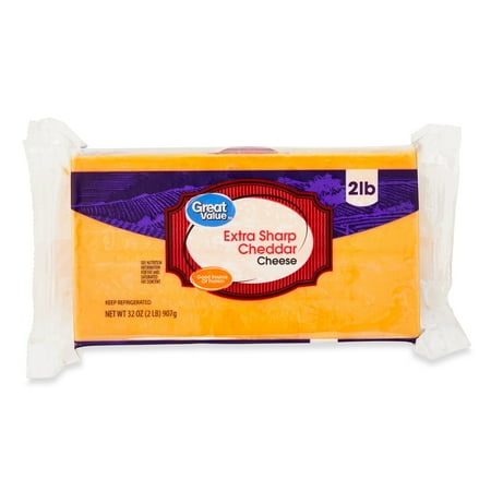 Great Value Extra Sharp Cheddar Block Cheese, 32 oz Chunk