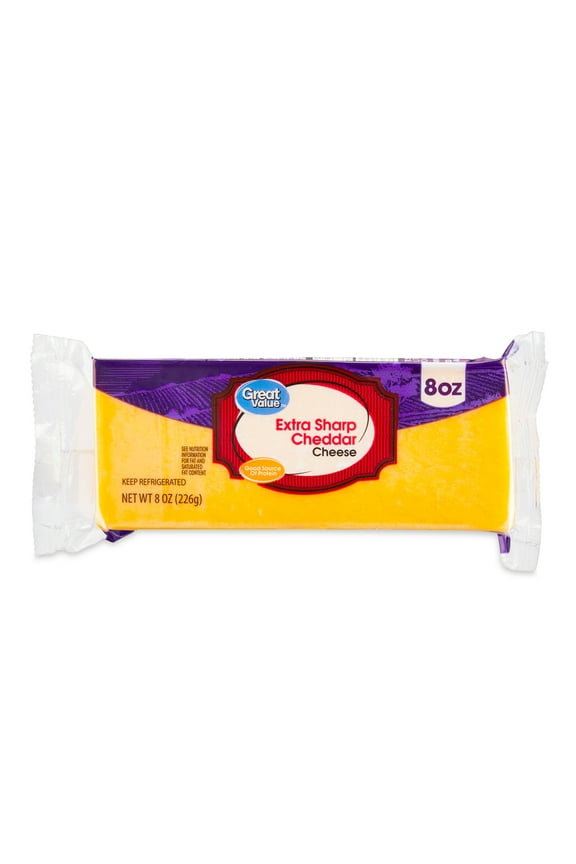 Extra Sharp Cheddar Block Cheese, 8 oz Chunk