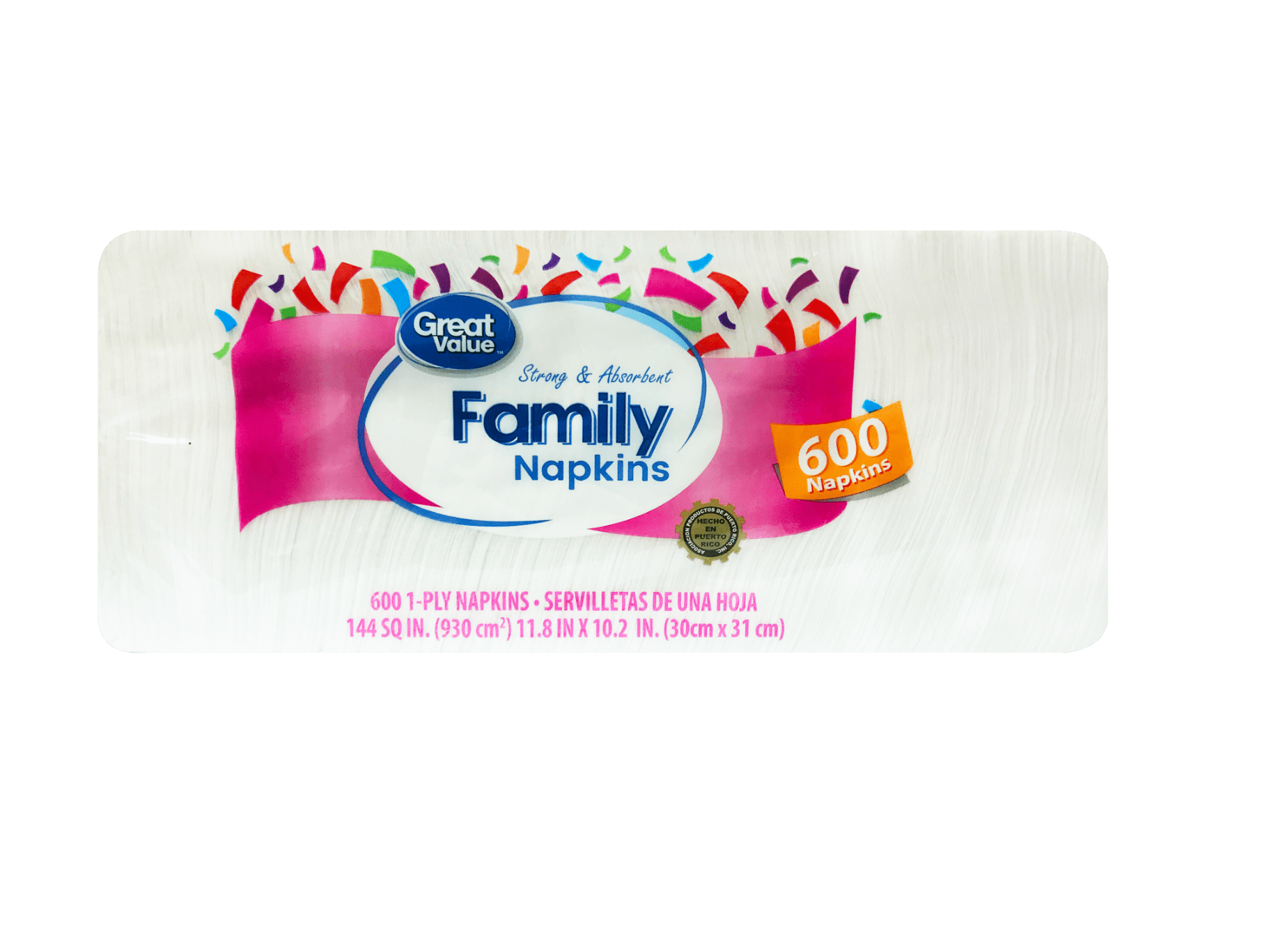 Great Value Family Napkins 600 cnt / Great Value Servilletas de 600 cnt