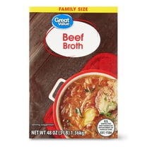 Great Value Family Size Beef Broth, 48 oz Carton, Shelf-Stable/Ambient, Gluten-Free