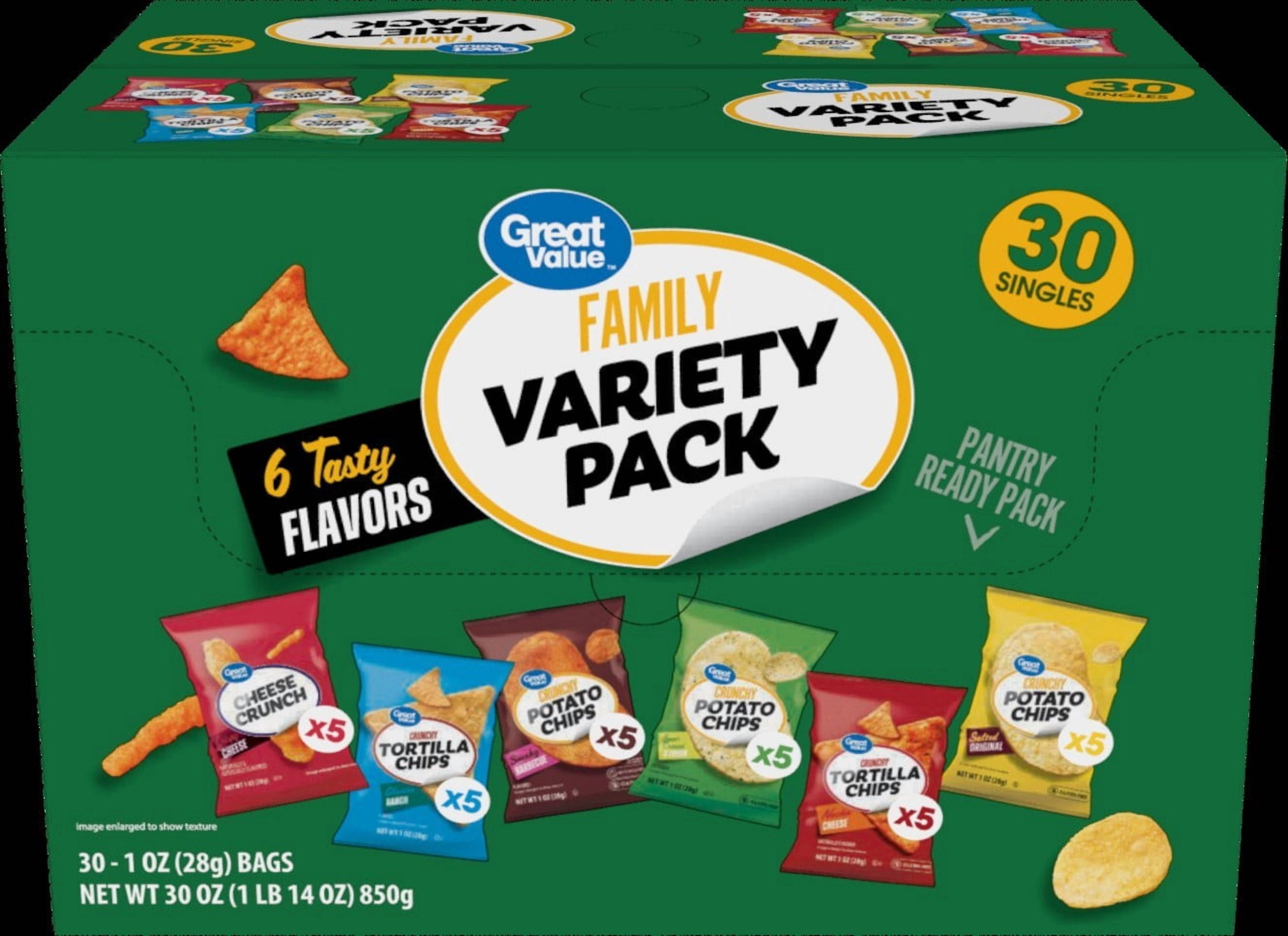 Great Value Family Variety Chips Pack 30 Count 1 oz Box D assorted