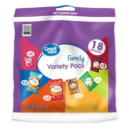 Great Value Family Variety Pack, 1 oz, 18 Count