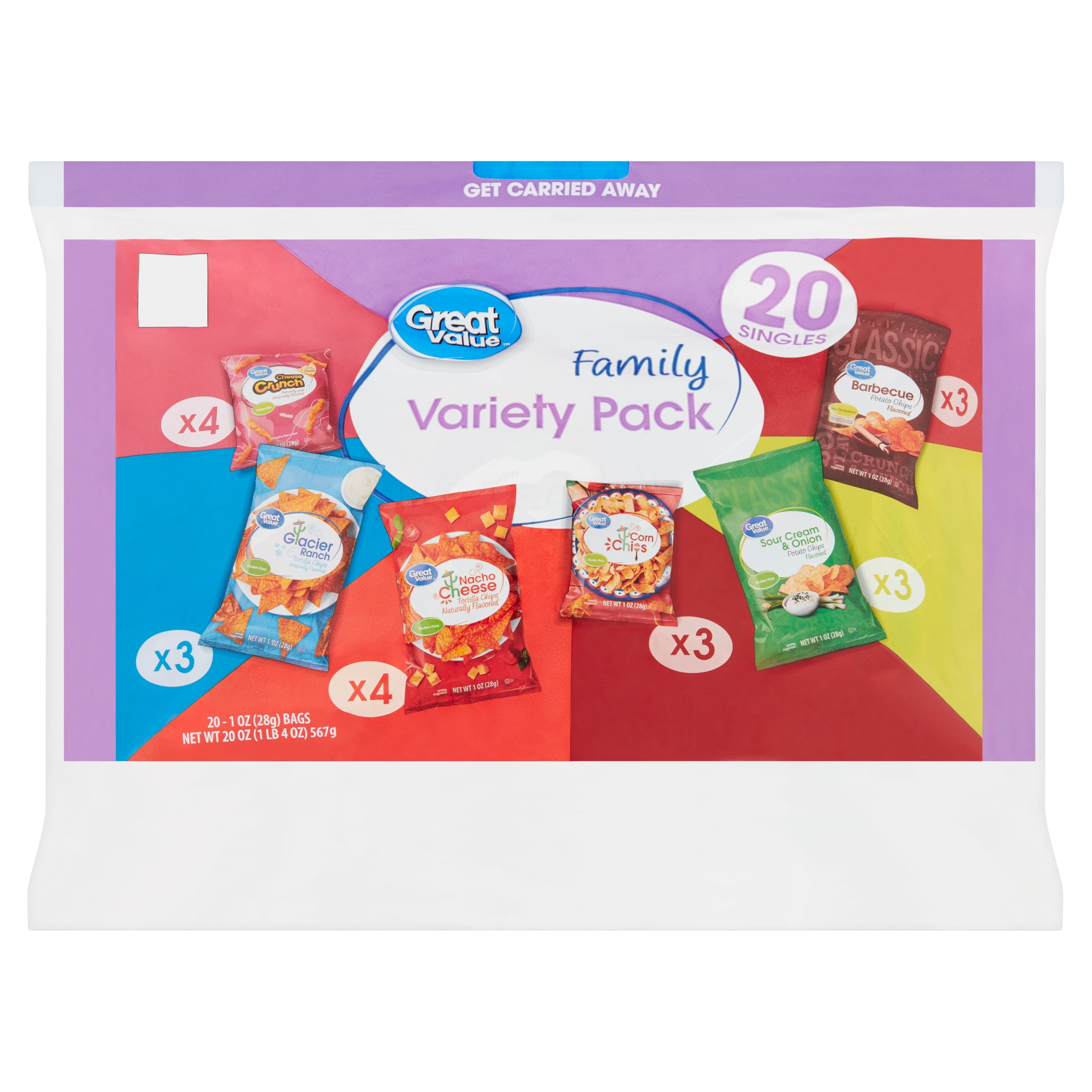 Great Value Family Variety Pack Tortilla,1oz, 20 Count