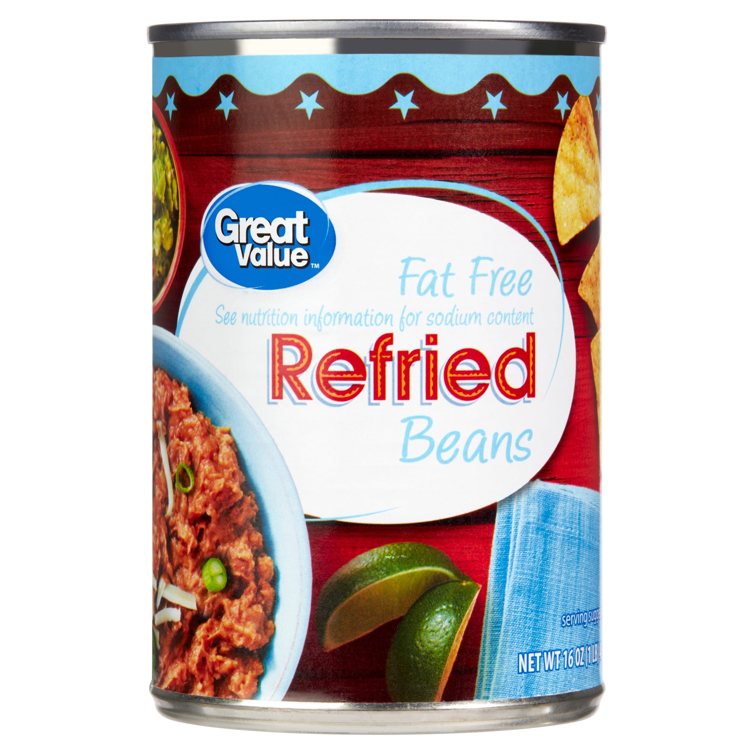 Great Value Fat Free Refried Beans, 16 oz