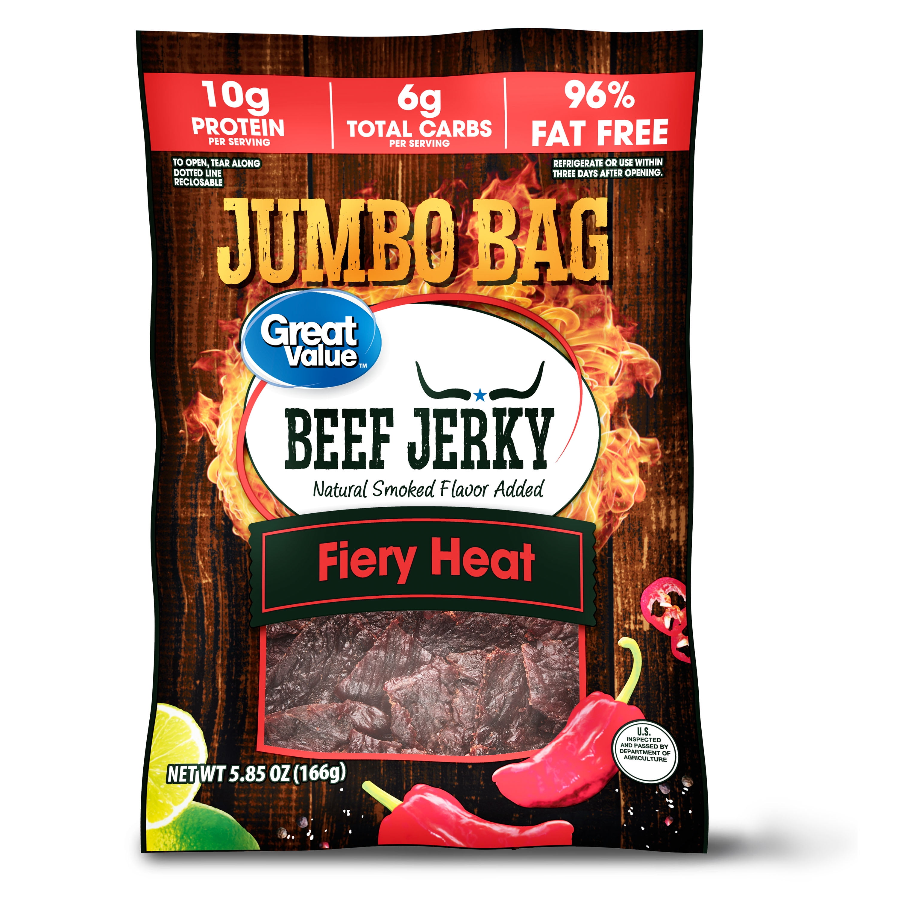 Great Value Fiery Heat Beef Jerky, 5.85 oz