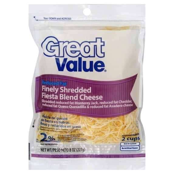Great Value Fiesta Blend Shredded Cheese, 8 oz, Refrigerated