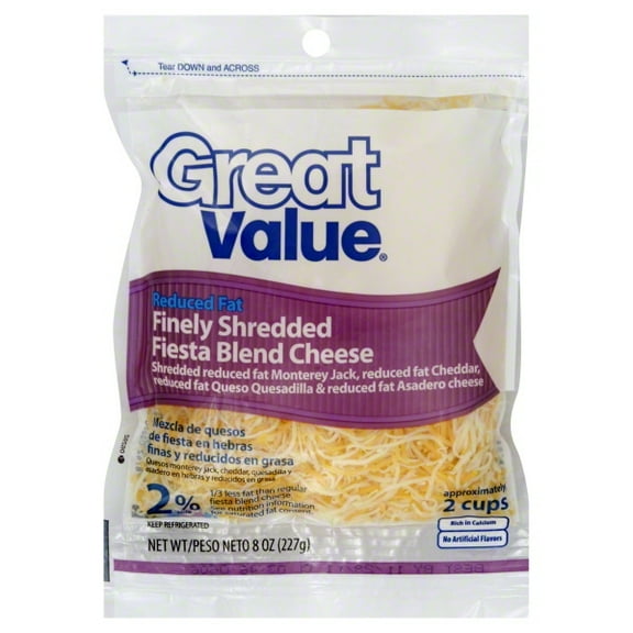 Great Value Fiesta Blend Finely Shredded Cheese, 8 oz