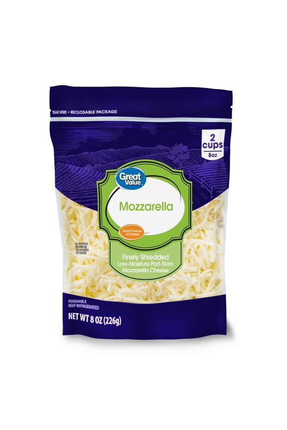 Low-Moisture Part-Skim Mozzarella Finely Shredded Cheese, 8 oz Bag
