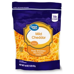 Great Value Mild Cheddar Finely Shredded Cheese, 16 oz Bag