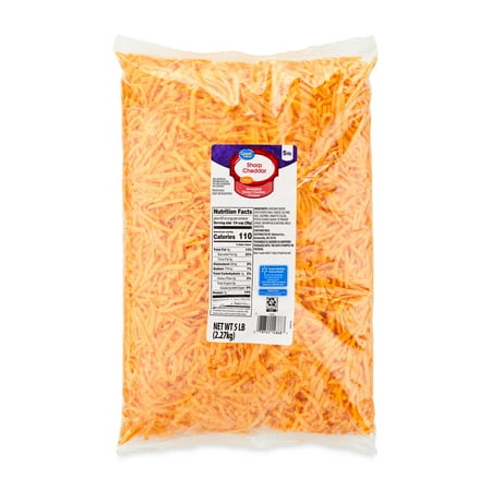 Great Value Sharp Cheddar Finely Shredded Cheese, 5 lb Bag