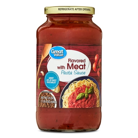 Great Value Flavored with Meat Pasta Sauce, 24 oz Jar