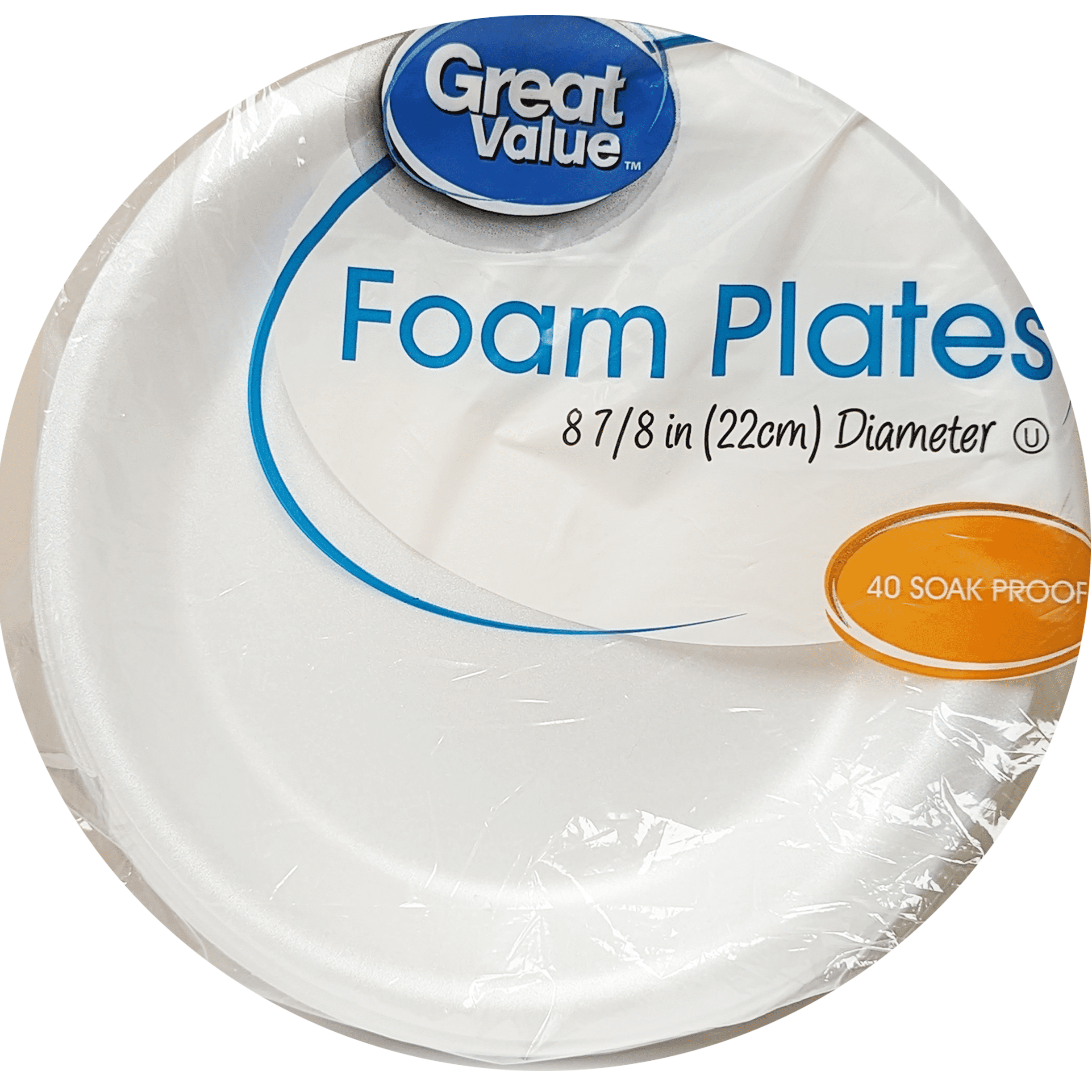 Great Value 7in Soak Proof Foam Snack,Dessert Plates, 60 Count 