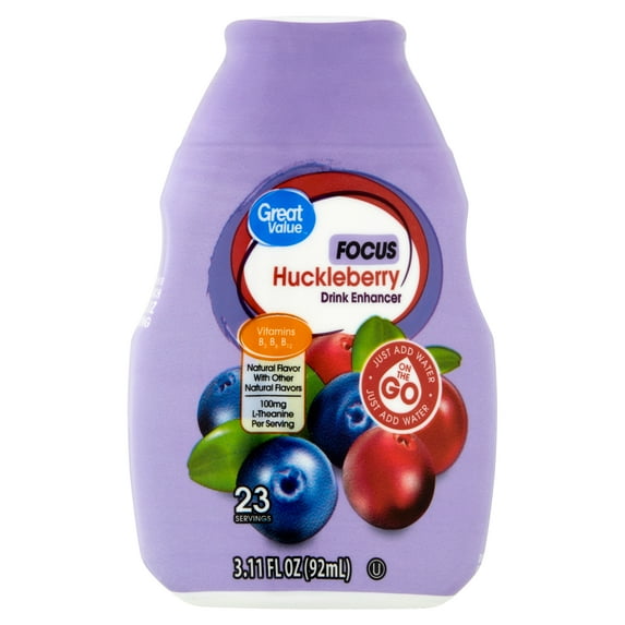 Great Value Focus Huckleberry Drink Enhancer Liquid, 3.11 fl oz