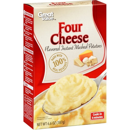 Great Value Four Cheese Flavored Instant Mashed Potatoes, 6.6 oz